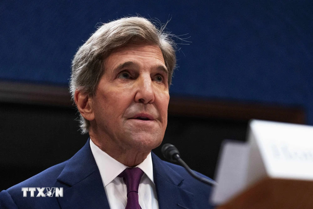 Đặc phái viên Tổng thống Mỹ về biến đổi khí hậu John Kerry. (Ảnh: THX/TTXVN)
