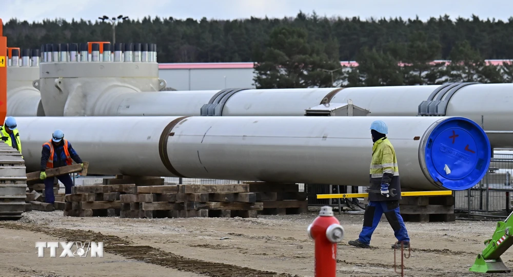 Công trình lắp đặt đường ống trong dự án "Dòng chảy phương Bắc 2" tại Lubmin, miền Đông Bắc Đức ngày 26/3/2019. (Ảnh: AFP/TTXVN)