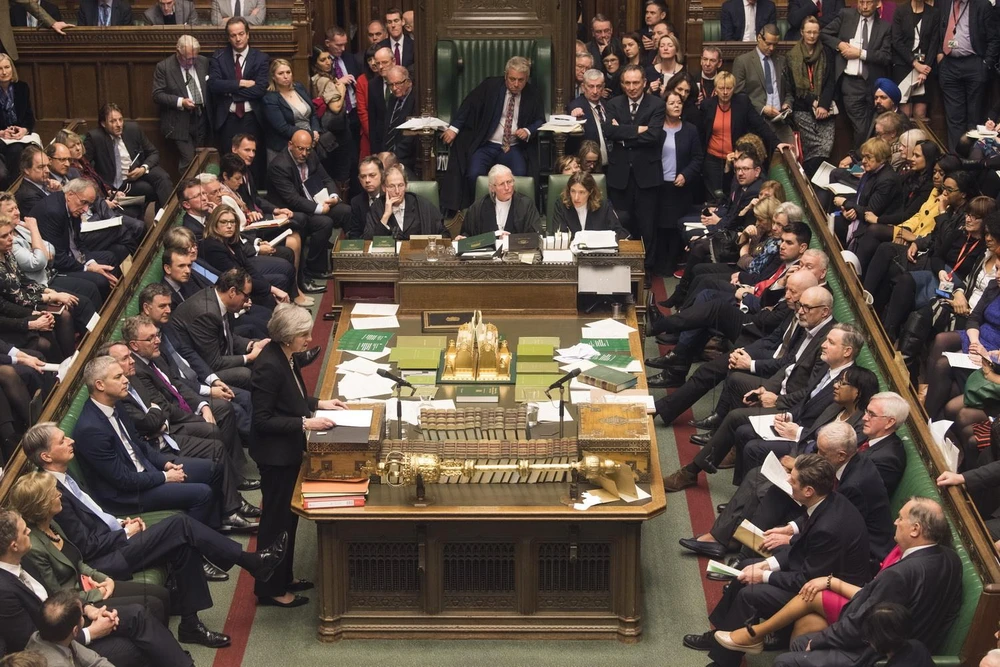 Toàn cảnh phiên bỏ phiếu của Hạ viện về thỏa thuận sửa đổi Brexit ở London, ngày 29/1/2019. (Ảnh: THX/TTXVN)
