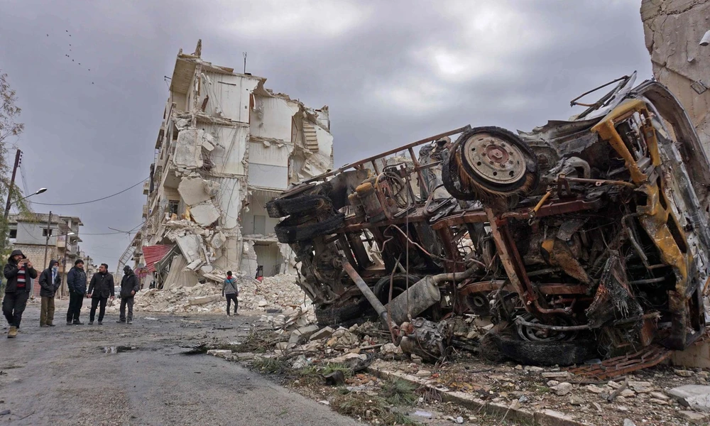 Cảnh đổ nát ở thành phố Idlib. (Nguồn: AFP/Getty Images)