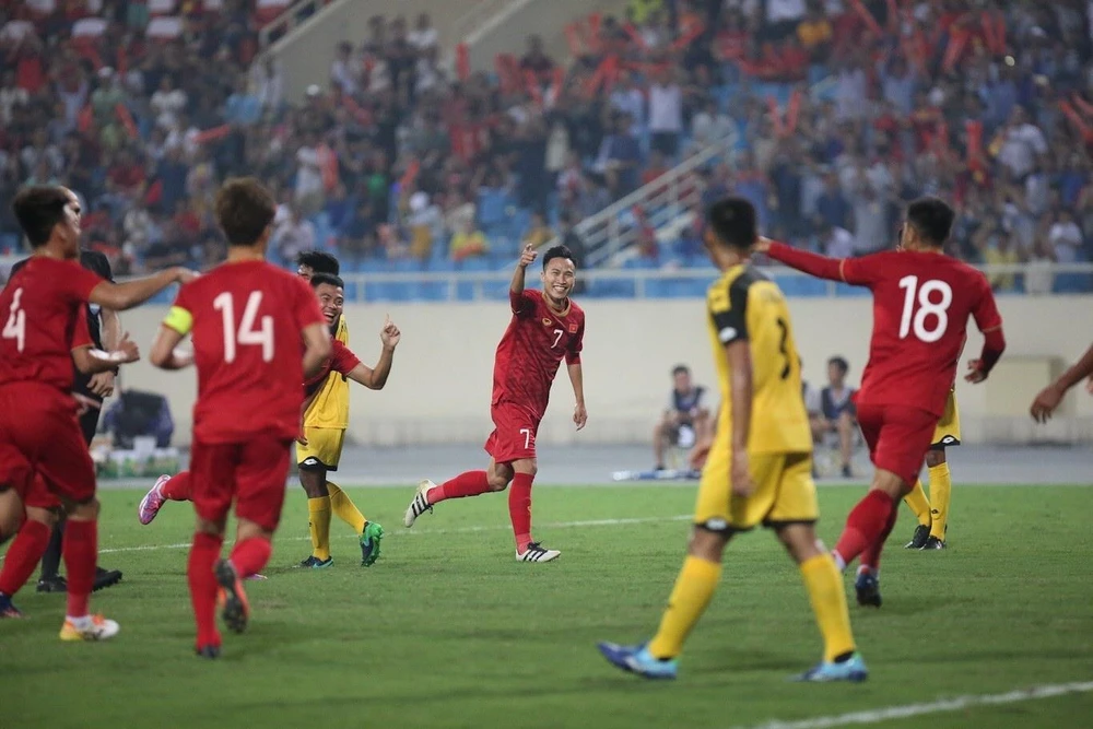 U23 Việt Nam thắng đậm trước U23 Brunei. (Ảnh: Trọng Đạt/TTXVN)