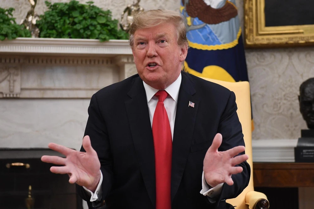 Tổng thống Mỹ Donald Trump trong cuộc họp tại Nhà Trắng ngày 2/4/2019. (Ảnh: AFP/TTXVN)