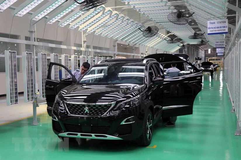 Nhà máy xe du lịch cao cấp của Thaco được đầu tư 4.500 tỷ đồng trên diện tích 7,5ha với công suất 20.000 xe/năm. (Ảnh: Đỗ Trưởng/TTXVN)