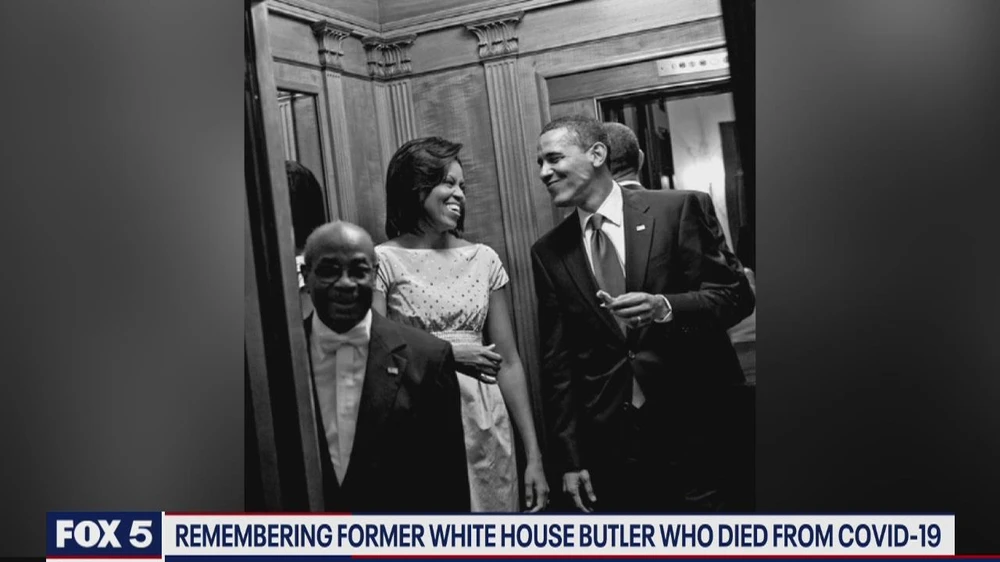 Bức ảnh ông Wilson Roosevelt Jerman chụp cùng vợ chồng Tổng thống Barack Obama. (Nguồn: Fox 5)