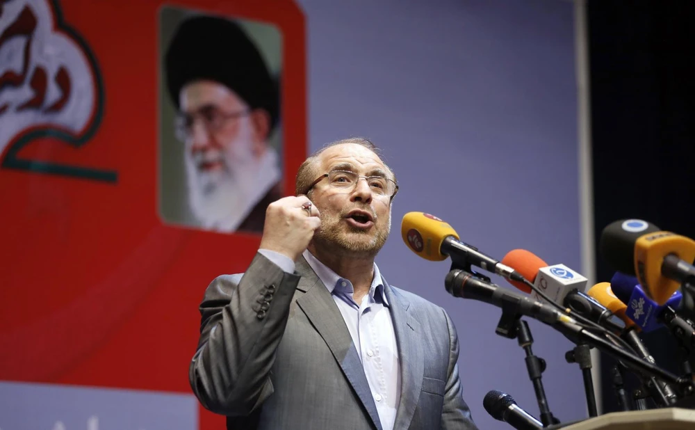 Ông Mohammad-Bagher Ghalibaf phát biểu tại một sự kiện ở thủ đô Tehran ngày 14/5/2017. (Ảnh: AFP/TTXVN)