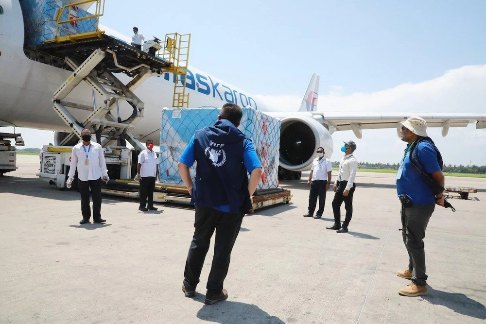 Một chuyến bay chở hàng cứu trợ nhân đạo của WFP. (Nguồn: WFP)