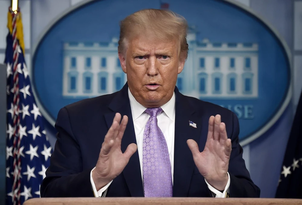 Tổng thống Mỹ Donald Trump phát biểu tại cuộc họp báo ở Washington, DC ngày 5/8/2020. (Ảnh: AFP/TTXVN)