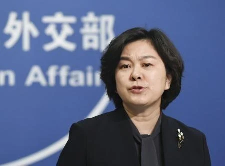 Người phát ngôn Bộ Ngoại giao Trung Quốc Hoa Xuân Oánh phát biểu tại cuộc họp báo ở Bắc Kinh ngày 6/6/2020. (Ảnh: Kyodo/TTXVN)