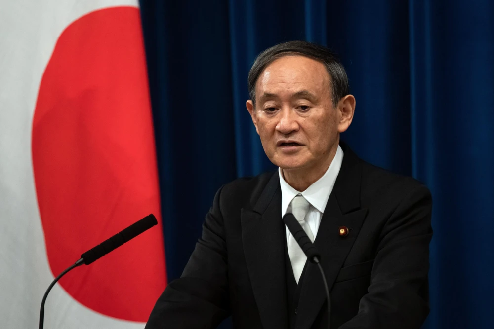 Tân Thủ tướng Nhật Bản Yoshihide Suga phát biểu trong cuộc họp báo tại Tokyo, Nhật Bản, ngày 16/9/2020. (Ảnh: AFP/TTXVN)