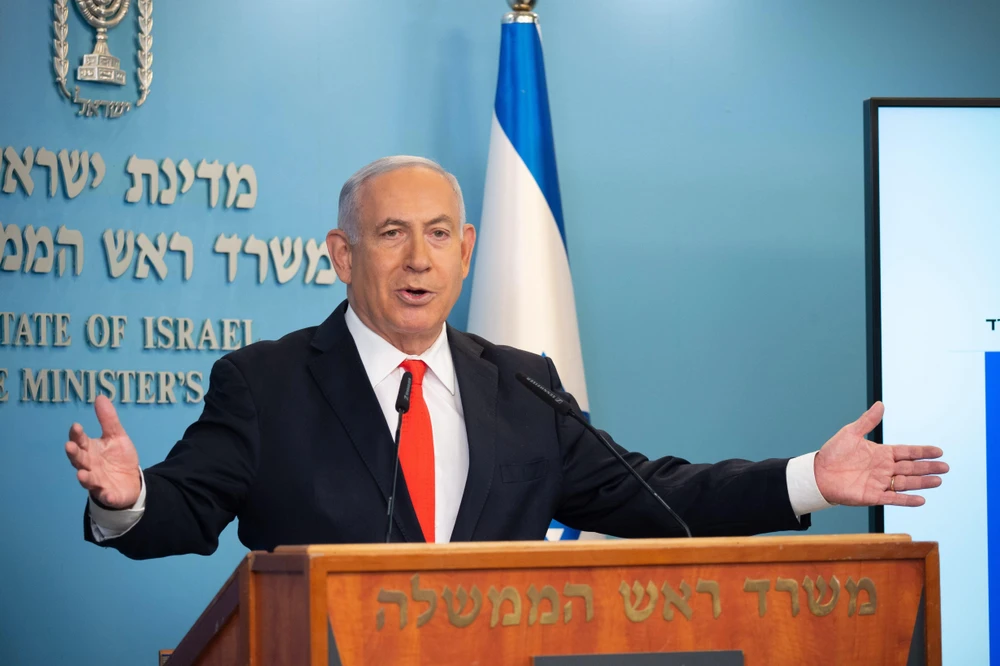Thủ tướng Israel Benjamin Netanyahu phát biểu tại cuộc họp báo ở Jerusalem ngày 13/9/2020. (Ảnh: THX/TTXVN)