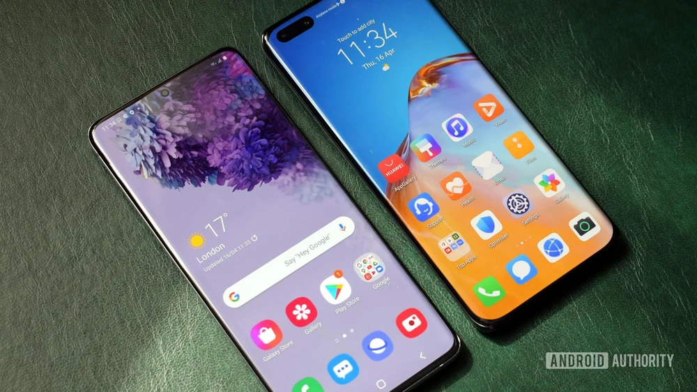 Mẫu điện thoại Samsung Galaxy S20 và Huawei P40 Pro. (Nguồn: androidauthority.com)