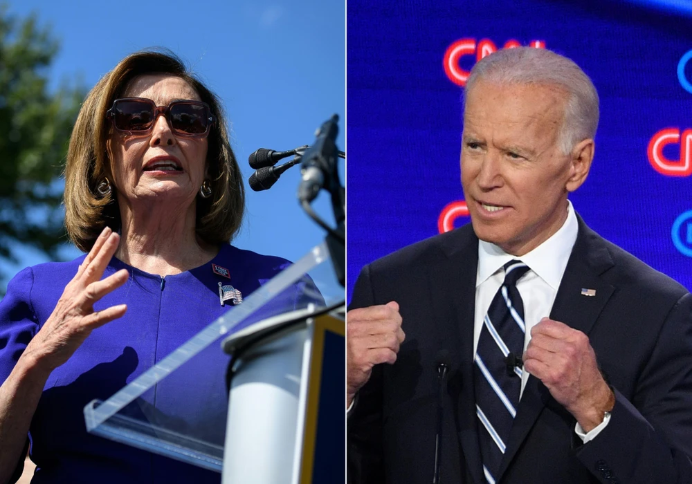 Chủ tịch Hạ viện Mỹ Nancy Pelosi (ảnh trái) đã gửi lời chúc mừng tới ông Joe Biden. (Ảnh: TTXVN phát)