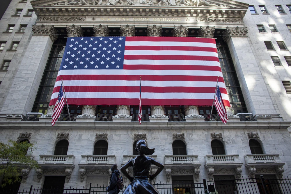 Tòa nhà thị trường chứng khoán Mỹ ở New York. (Ảnh: AFP/TTXVN)
