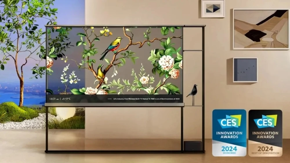 Mẫu TV OLED của LG có màn hình gần như trong suốt. (Nguồn: LG)