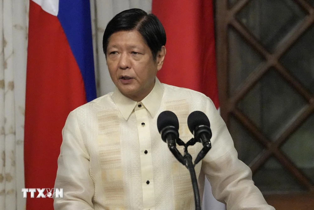 Tổng thống Philippines Ferdinand Marcos Jr. phát biểu tại Manila. (Ảnh: AFP/TTXVN)