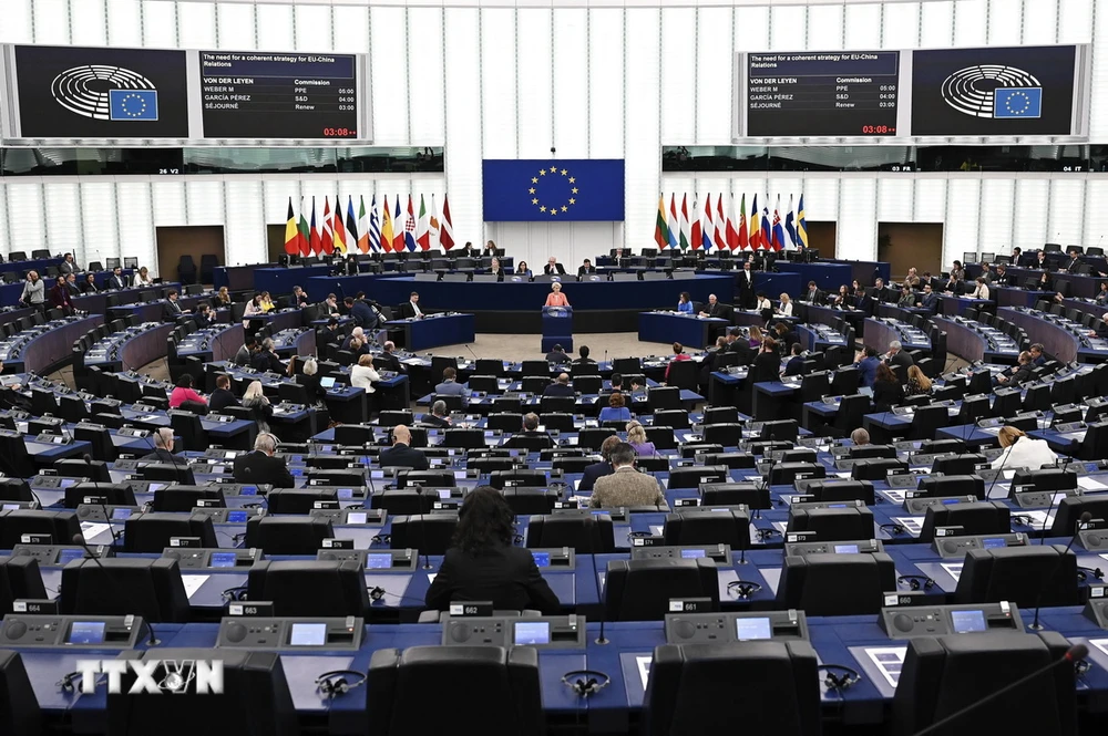 Một phiên họp Nghị viện châu Âu tại Strasbourg, Pháp, ngày 18/4/2023. (Ảnh: AFP/TTXVN)