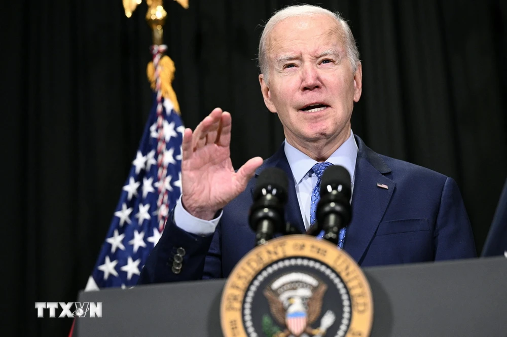 Tổng thống Mỹ Joe Biden phát biểu tại Nantucket, Massachusetts. (Ảnh: AFP/TTXVN)