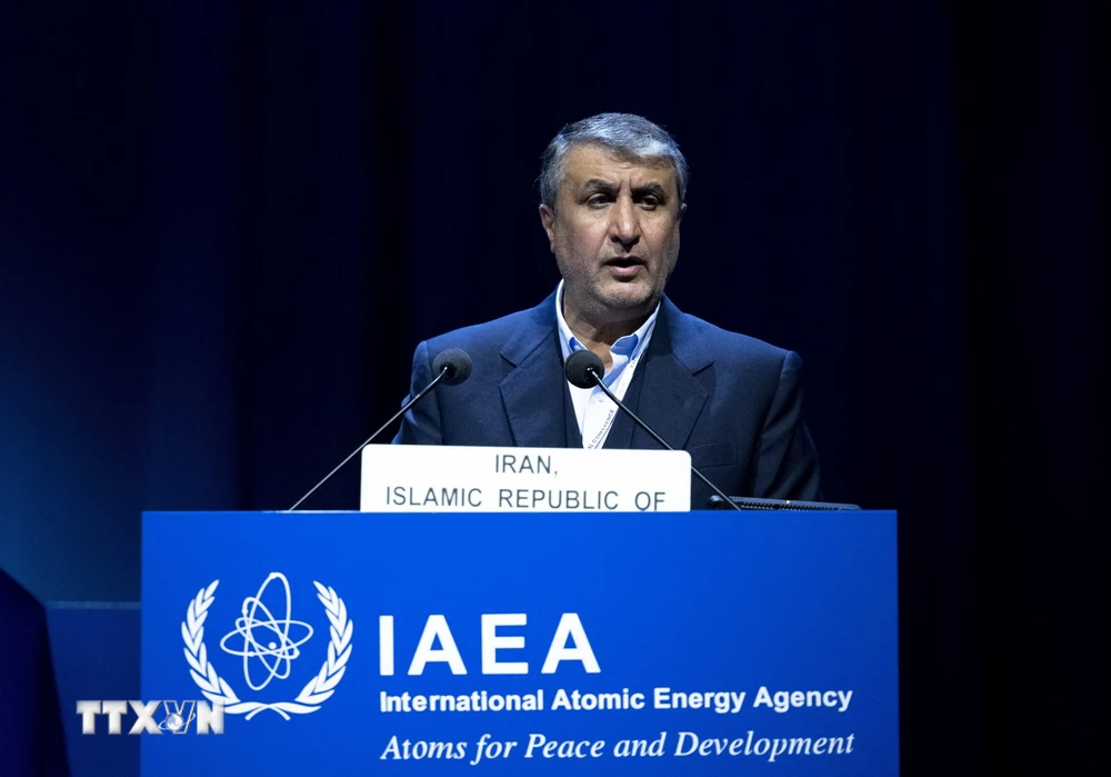 Giám đốc Cơ quan Năng lượng Hạt nhân Iran Mohammad Eslami phát biểu tại Vienna, Áo. (Ảnh: AFP/TTXVN)