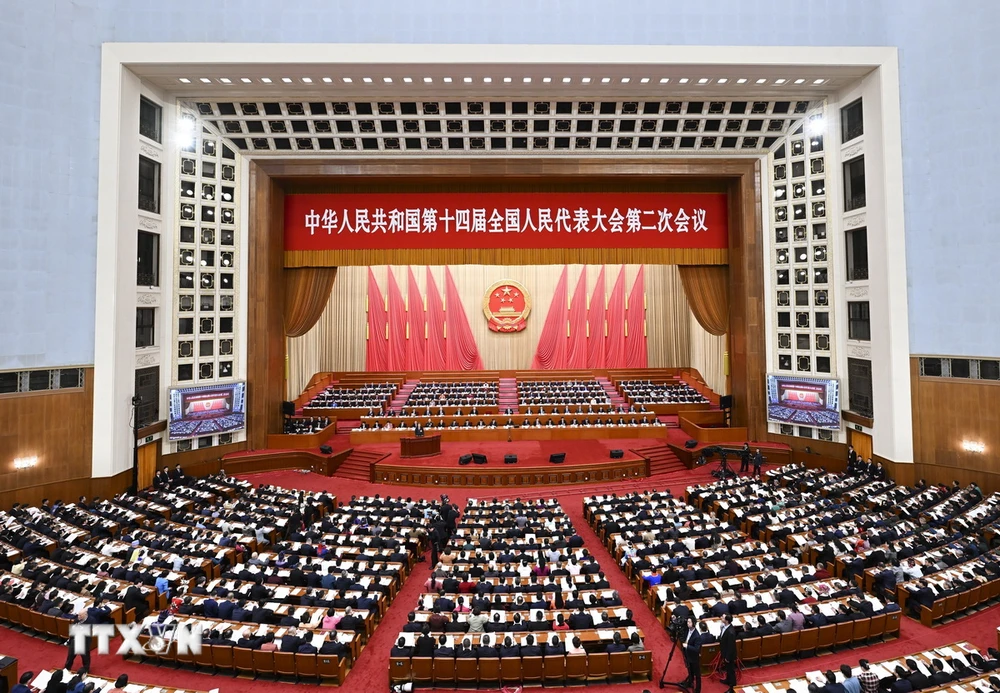 Kỳ họp thứ hai Đại hội Đại biểu Nhân dân Toàn quốc (Nhân Đại - tức Quốc hội) Trung Quốc khóa XIV. (Ảnh: THX/TTXVN)