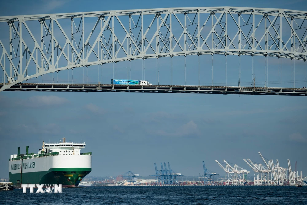 Cây cầu Francis Scott Key ở Baltimore, Maryland, Mỹ. (Ảnh: AFP/TTXVN)