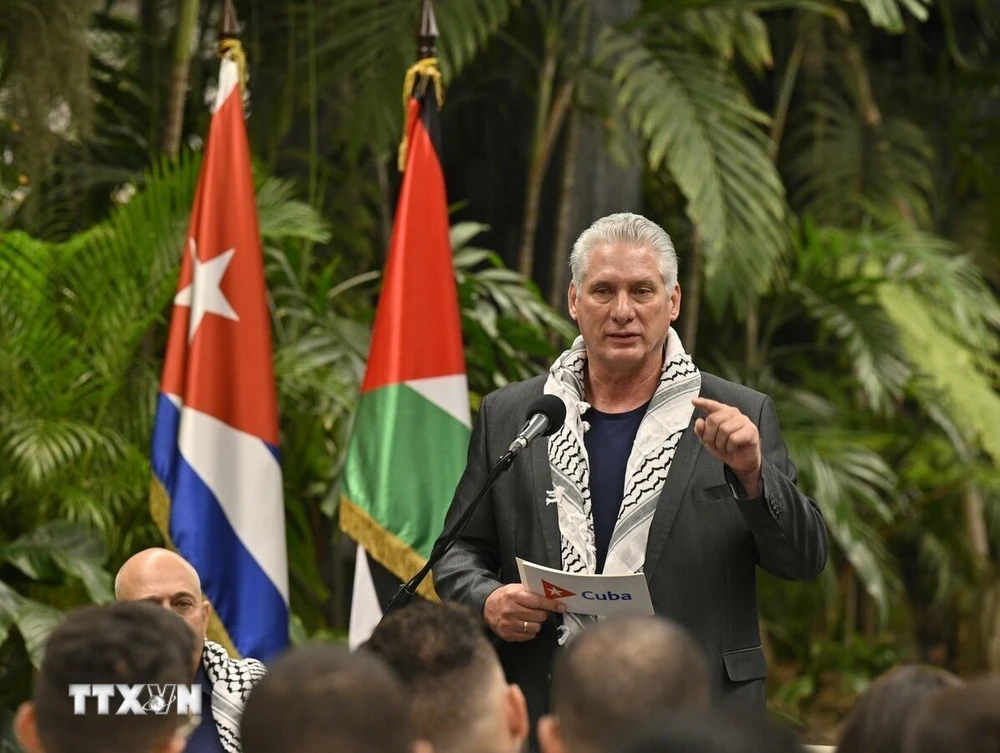 Chủ tịch Cuba Miguel Díaz-Canel. (Ảnh: Mai Phương/TTXVN)