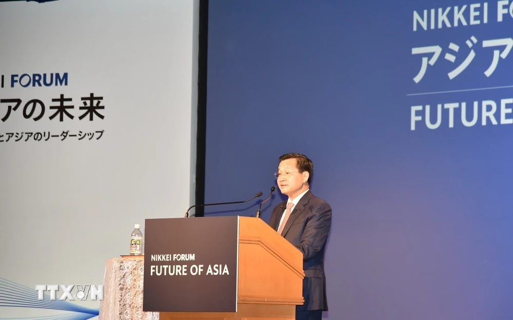 Phó Thủ tướng Chính phủ Lê Minh Khái phát biểu tại Hội nghị. (Ảnh: TTXVN phát)