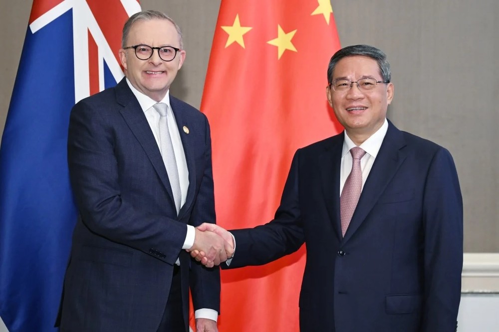 Thủ tướng Trung Quốc Lý Cường và người đồng cấp Australia Anthony Albanese. (Nguồn: THX)