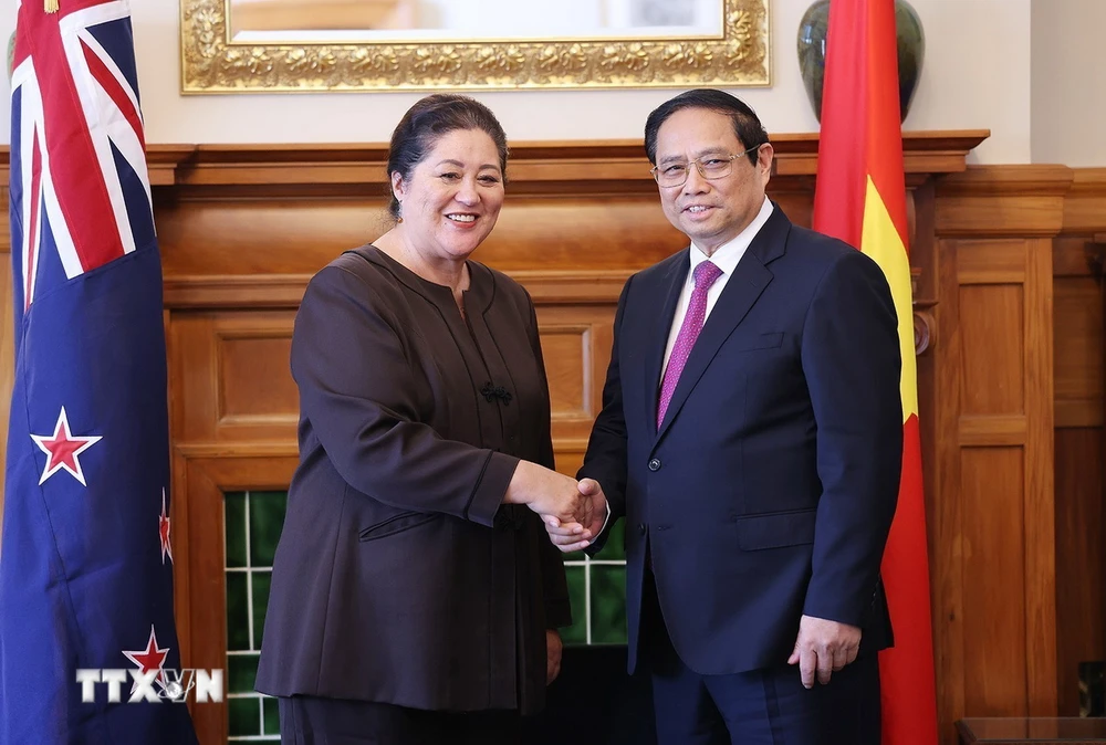 Thủ tướng Phạm Minh Chính hội kiến Toàn quyền New Zealand Dame Cindy Kiro ngày 11/3/2024. (Ảnh: Dương Giang/TTXVN)