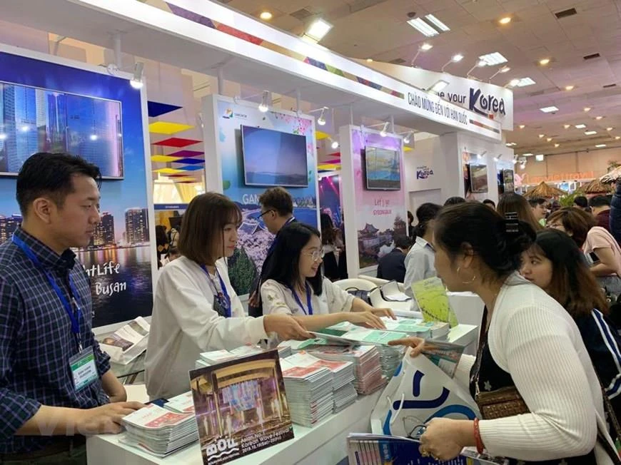 Gian hàng của đại diện Hàn Quốc tại Hội chợ du lịch quốc tế Việt Nam 2019. (Ảnh: PV/Vietnam+)