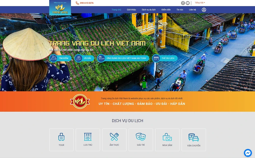 Trang vàng du lịch Việt Nam là nền tảng kết nối giữa nhà cung cấp dịch vụ và khách hàng. (Ảnh chụp màn hình)