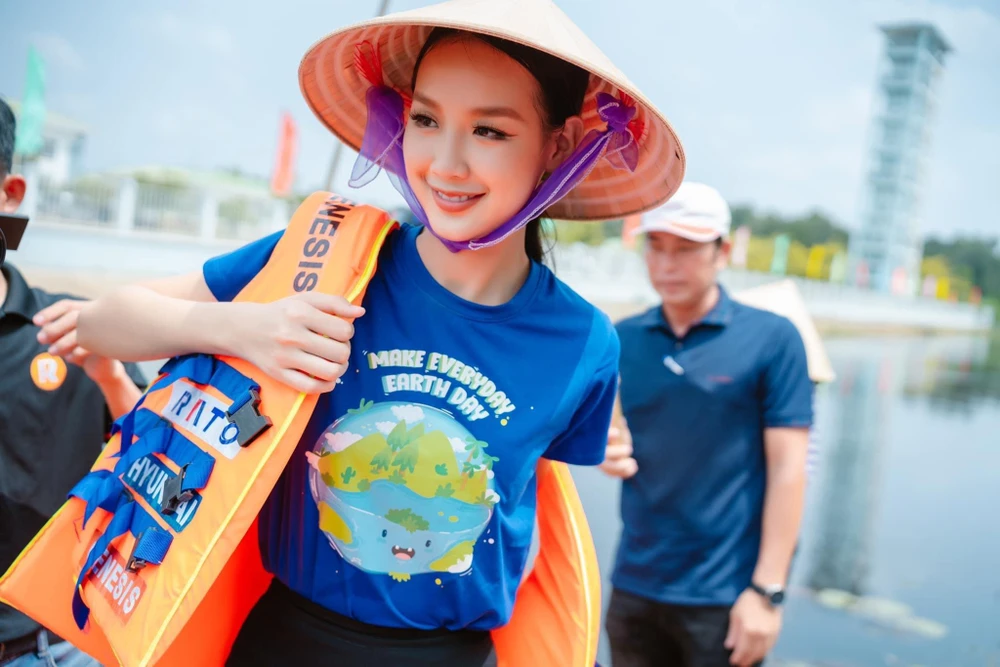 Hoa hậu Liên lục địa 2022 là đại sứ toàn cầu tại Việt Nam của Earth Day 2023. (Ảnh: CTV/Vietnam+)