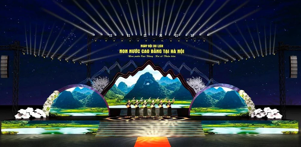 Mô hình sân khấu Lễ khai mạc Ngày hội Du lịch Non nước Cao Bằng. (Ảnh: Trung tâm Văn hóa, Thể thao và Du lịch Cao Bằng)