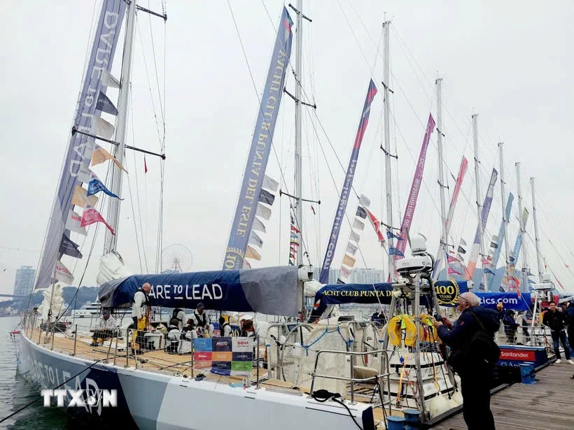 Các đội đua thuyền buồm Clipper Race mùa giải 2023-2024 rời vịnh Hạ Long hồi tháng 3/2024. (Ảnh: Thanh Vân/TTXVN)