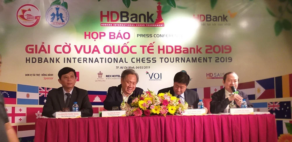 Họp báo giới thiệu Giải cờ vua quốc tế HDBank 2019. (Ảnh: Hoàng Hải/Vietnam+)