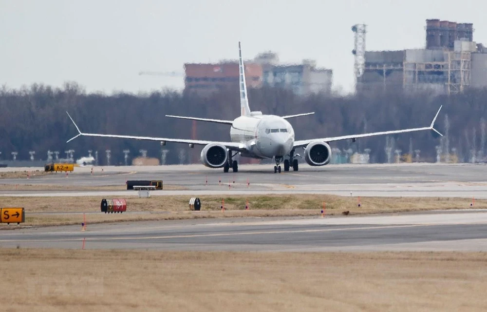 Máy bay Boeing 737 Max 8 hạ cánh tại sân bay Reagan ở Washington D.C., Mỹ, ngày 13/3/2019. (Ảnh: THX/TTXVN)
