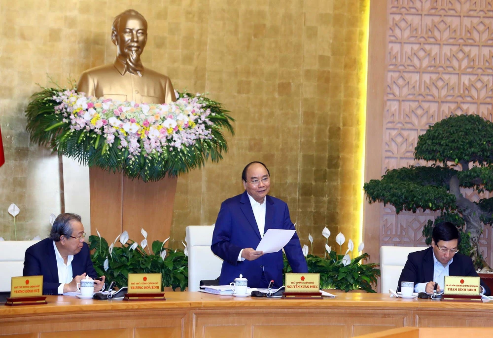 Thủ tướng Nguyễn Xuân Phúc chủ trì Phiên họp Chính phủ thường kỳ tháng 3 năm 2019. (Ảnh: Thống Nhất/TTXVN)