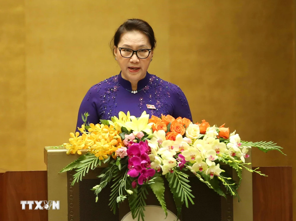 Chủ tịch Quốc hội Nguyễn Thị Kim Ngân phát biểu khai mạc kỳ họp. (Ảnh: Doãn Tấn/TTXVN)