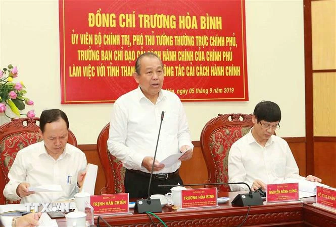 Phó Thủ tướng Thường trực Chính phủ Trương Hòa Bình phát biểu. (Ảnh: Doãn Tấn/TTXVN)