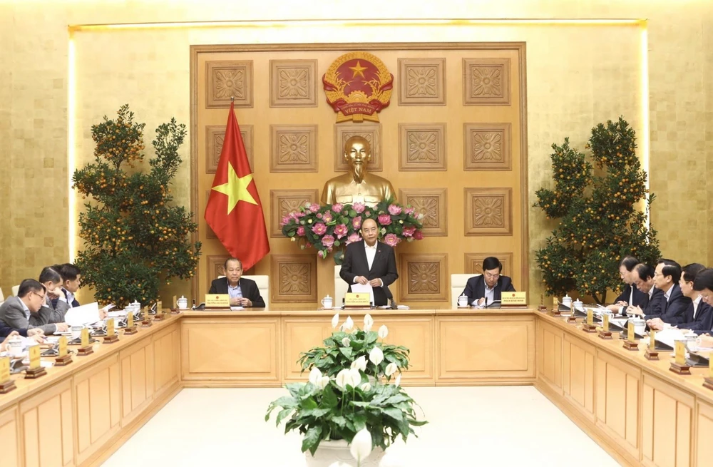 Thủ tướng Nguyễn Xuân Phúc chủ trì phiên họp. (Ảnh: Văn Điệp/TTXVN)