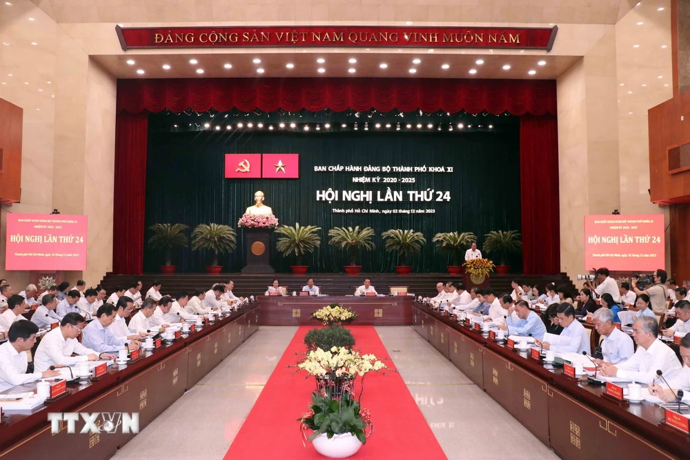 Hội nghị lần thứ 24 Ban Chấp hành Đảng bộ Thành phố Hồ Chí Minh khóa XI. (Ảnh: Xuân Khu/TTXVN)