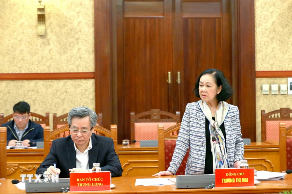 Bà Trương Thị Mai phát biểu chỉ đạo hội nghị. (Ảnh: Phương Hoa/TTXVN)