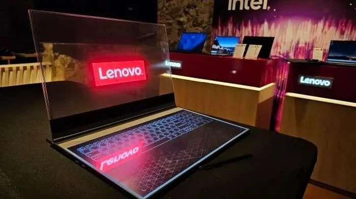 Mẫu laptop màn hình trong suốt của Lenovo. (Nguồn: CNBC)