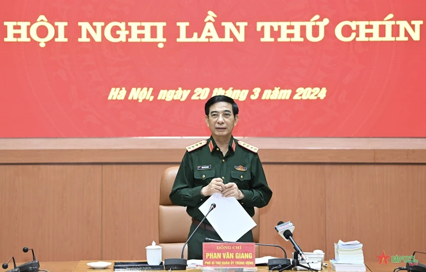 Đại tướng Phan Văn Giang phát biểu tại hội nghị. (Nguồn: Quân đội Nhân dân)