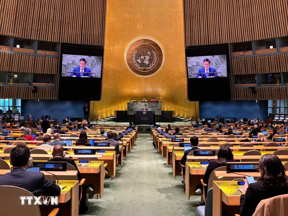 Toàn cảnh phiên họp của Đại hội đồng Liên hợp quốc. (Ảnh: Thanh Tuấn/TTXVN)