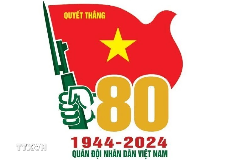 Mẫu biểu trưng kỷ niệm 80 năm Ngày thành lập Quân đội Nhân dân Việt Nam và 35 năm Ngày hội Quốc phòng Toàn dân. (Ảnh: TTXVN phát)
