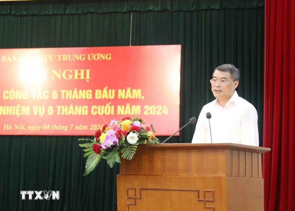 Ông Lê Minh Hưng, Ủy viên Bộ Chính trị, Bí thư Trung ương Đảng, Trưởng Ban Tổ chức Trung ương phát biểu tại Hội nghị. (Ảnh: Phương Hoa/TTXVN)