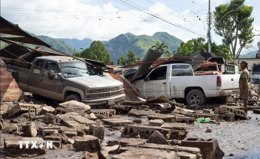 Các phương tiện bị phá hủy khi bão Beryl quét qua. (Nguồn: AFP/TTXVN)