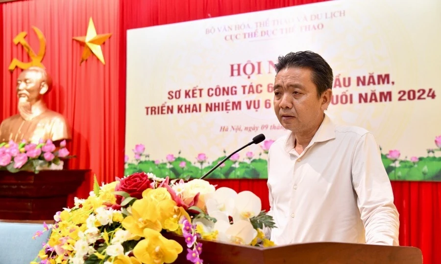 Thứ trưởng Hoàng Đạo Cương phát biểu chỉ đạo Hội nghị. (Nguồn: Cục Thể dục Thể thao)