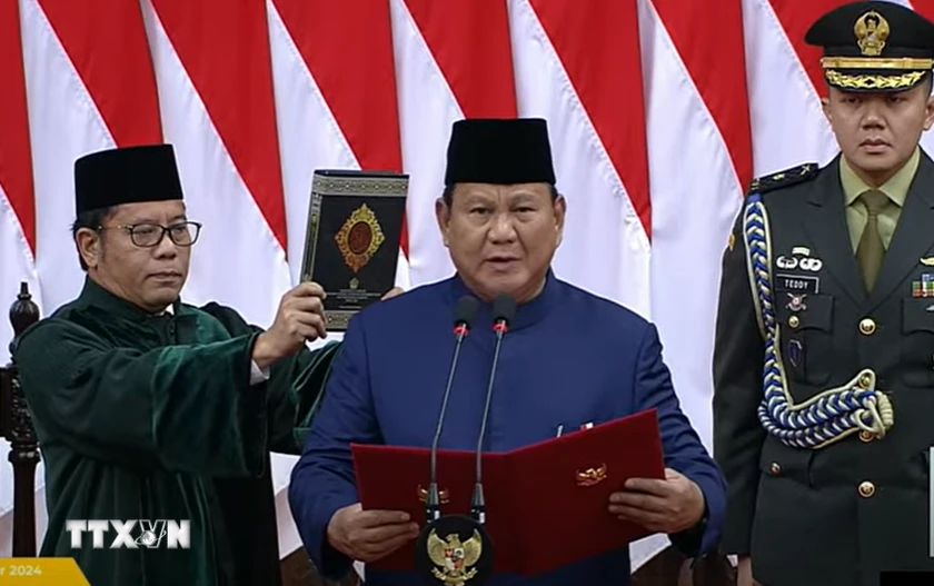 Lễ nhậm chức Tổng thống Indonesia của ông Prabowo. (Ảnh: TTXVN phát)