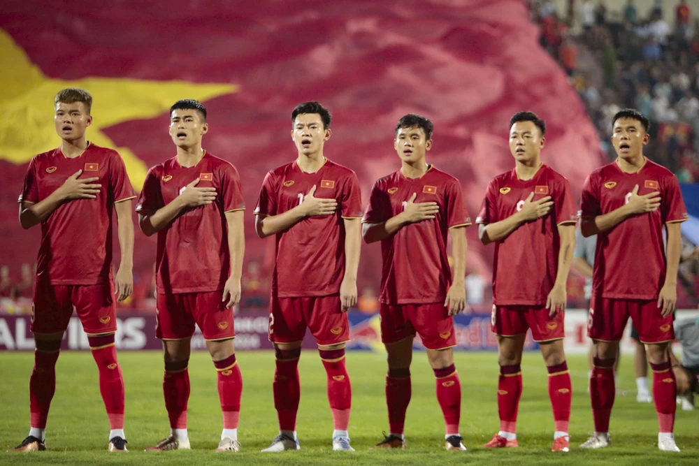 U23 Việt Nam giành vé tham dự Vòng Chung kết U23 châu Á 2024, nhưng lối chơi của toàn đội còn nhiều điểm cần khắc phục. (Ảnh: Việt Anh/Vietnam+)